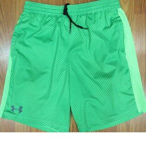 UNDER ARMOUR HEATGEAR FITTED SHORTS GREEN & GRAY Sz MEDIUM, M